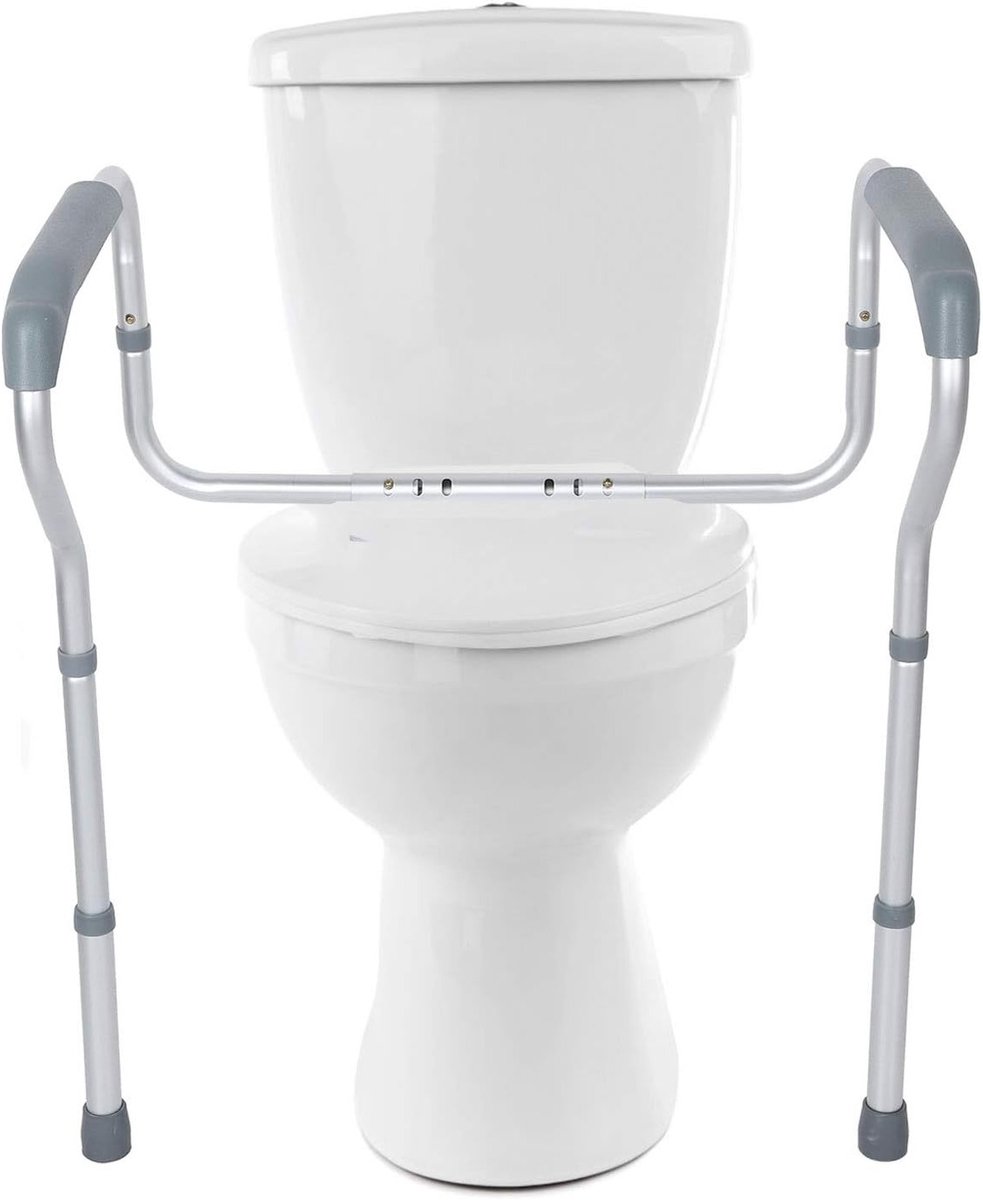 Verstelbare toiletondersteuning met antislip rubberen voeten, sta-ondersteuning voor badkamer, 135 kg draagvermogen, 67 x 45 x 75 cm, ideaal voor ouderen en mensen met beperkte mobiliteit