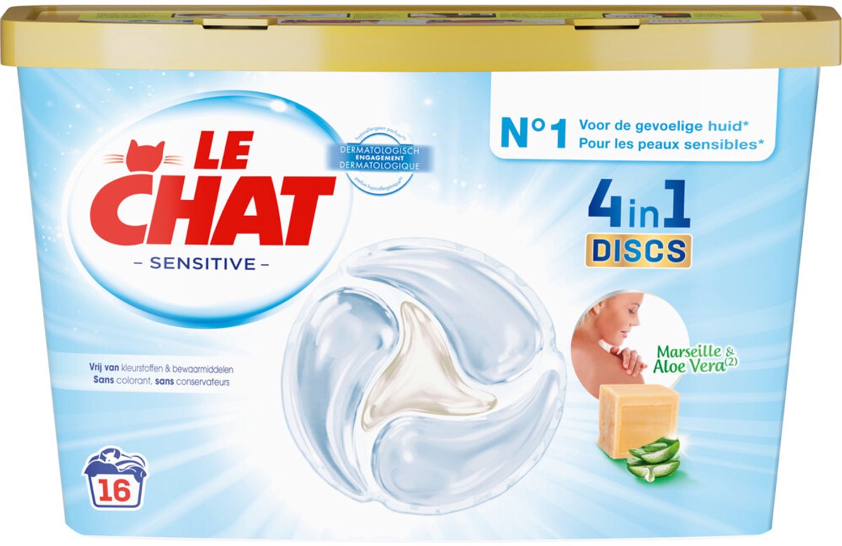 Le Chat Wascapsules Sensitive 16 wasbeurten - 8 x 16 stuks - Voordeelverpakking