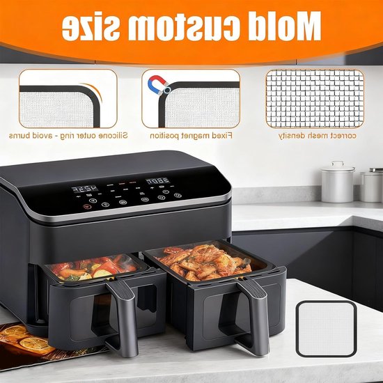 Splash guard voor air fryer 8.5 l/10 l, roestvrij en hittebestendig tot 230 °C, ideaal voor veilig frituren en koken van splash — afbeelding 2