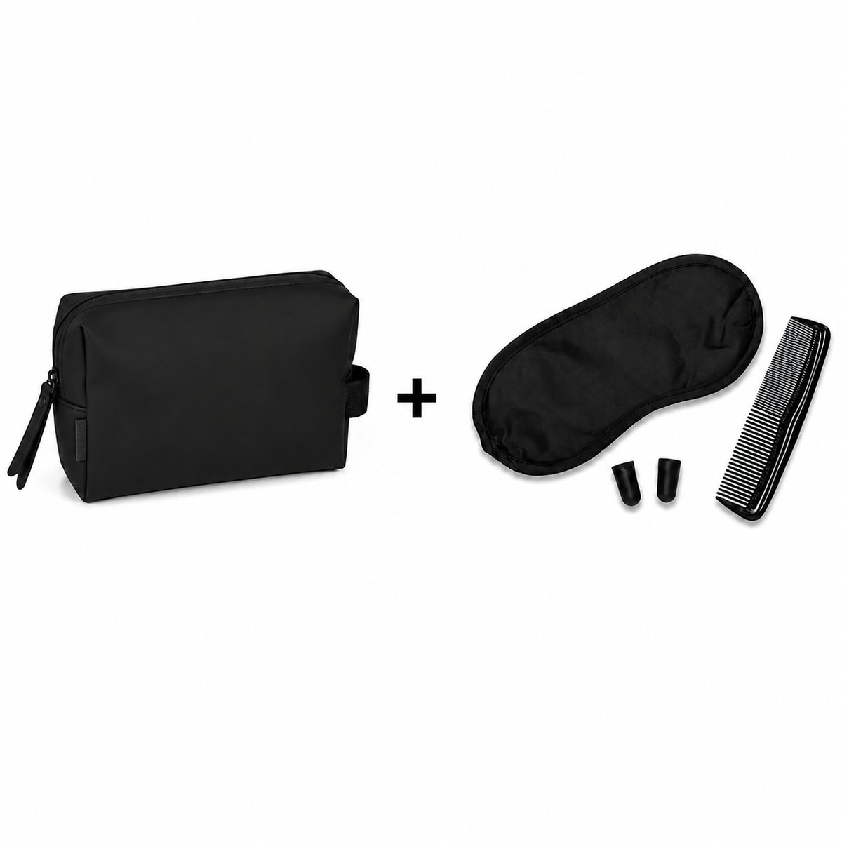 Norländer Toilettas met oordopjes, kam en slaapmasker - 21 x 6 x 14 cm - 1,7L - Zwart