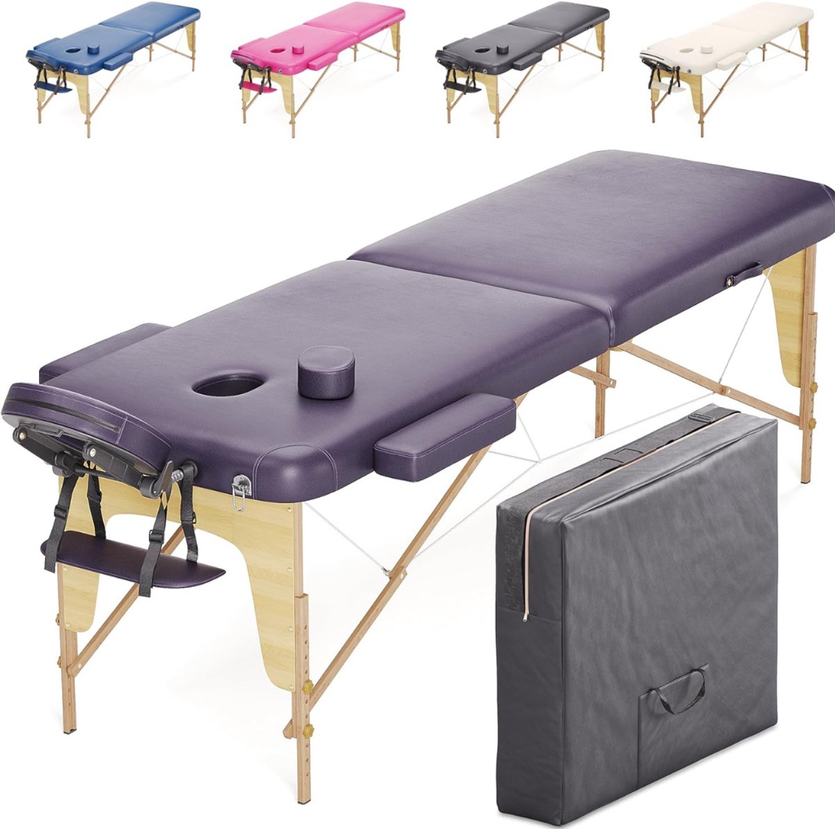 RWB® Massagetafel Inklapbaar - Massagetafel - Massage Tafel Inklapbaar - Paars - 185cm x 60cm x 84cm