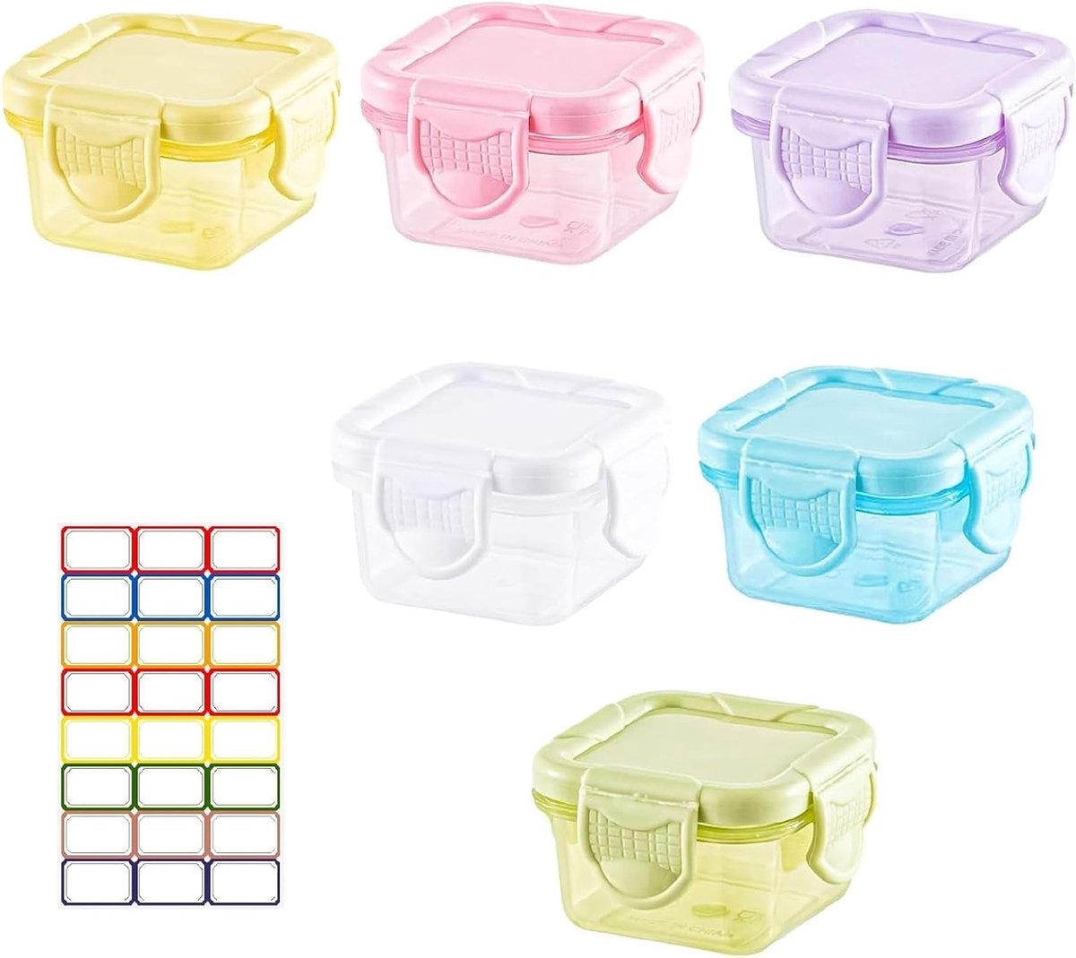 Mini Voedselcontainers voor Kinderen - Herbruikbare Plastic Opbergdozen met Deksel, Ideaal voor Lunch en Vriezer, Set van 6