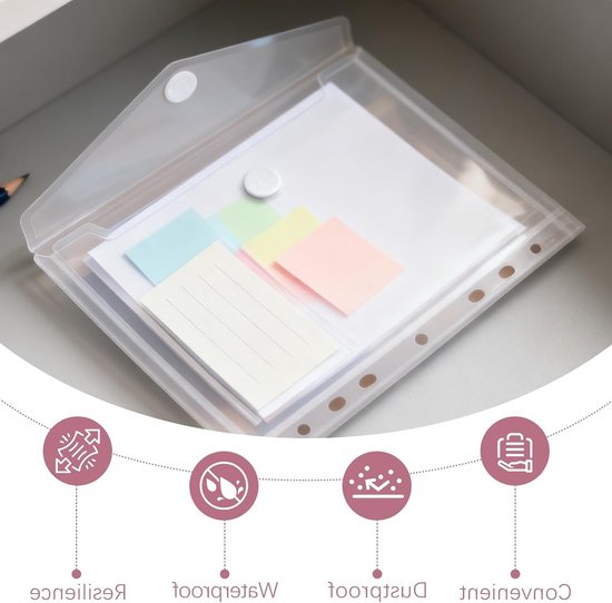 Set van 10 A5 Document Compartimenten - Opslagmappen met Doorzichtige Hoezen en Labels, Waterdicht voor Kantoor, School en Thuis, 23 x 18 cm, Organiseer en Bewaar Documenten Efficiënt — afbeelding 3
