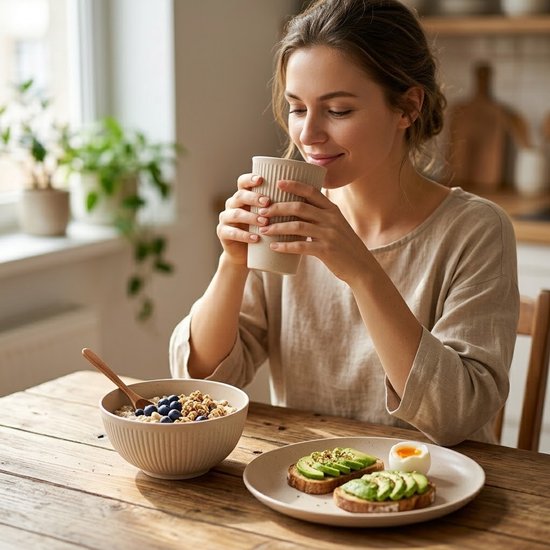Beige camping servies dames en heren 3 delige servies set met bord kom en beker lichtgewicht PP tafelgerei voor kamperen picknick outdoor reizen en dagelijks gebruik — afbeelding 5