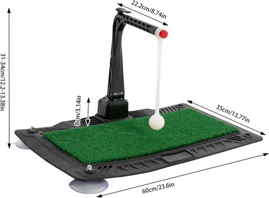Golf Swing Trainer - Voor het verbeteren van je golfswing binnen en buiten - verstelbare hoogte en oefenmat voor trainingsdoeleinden - 90,0 × 60,0 × 5,0 cm - zwart, groen en oranje - kunststof en rubber van GOLF — afbeelding 2