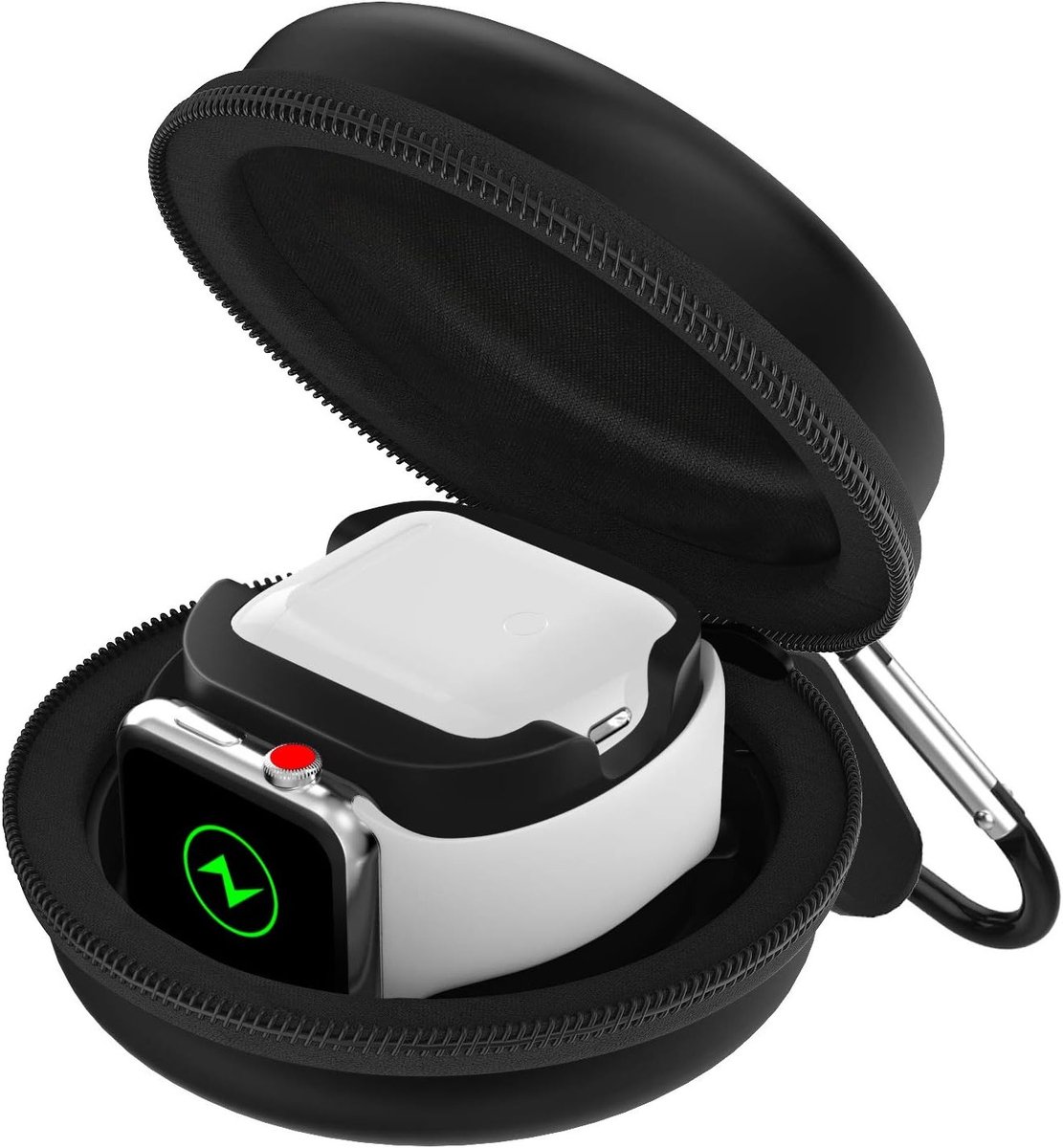 Opslagdoos voor Apple Watch en AirPods Pro - Draagbare Beschermende Reisdoos voor Opladen, Zwart - Geschikt voor Series 1 t/m 10 en AirPods 1 t/m 3