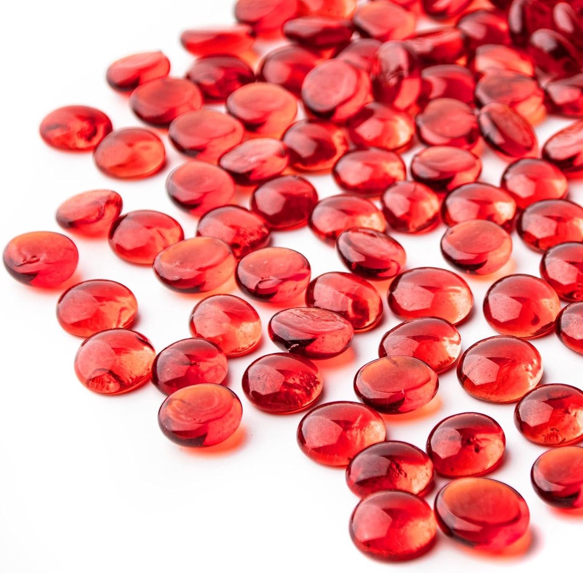 Mini Flat Glass Kralen - 150 Stuks Rode Glazen Beads voor Vaasvullingen, Bloemstukken en Decoratie in Huis en Aquarium
