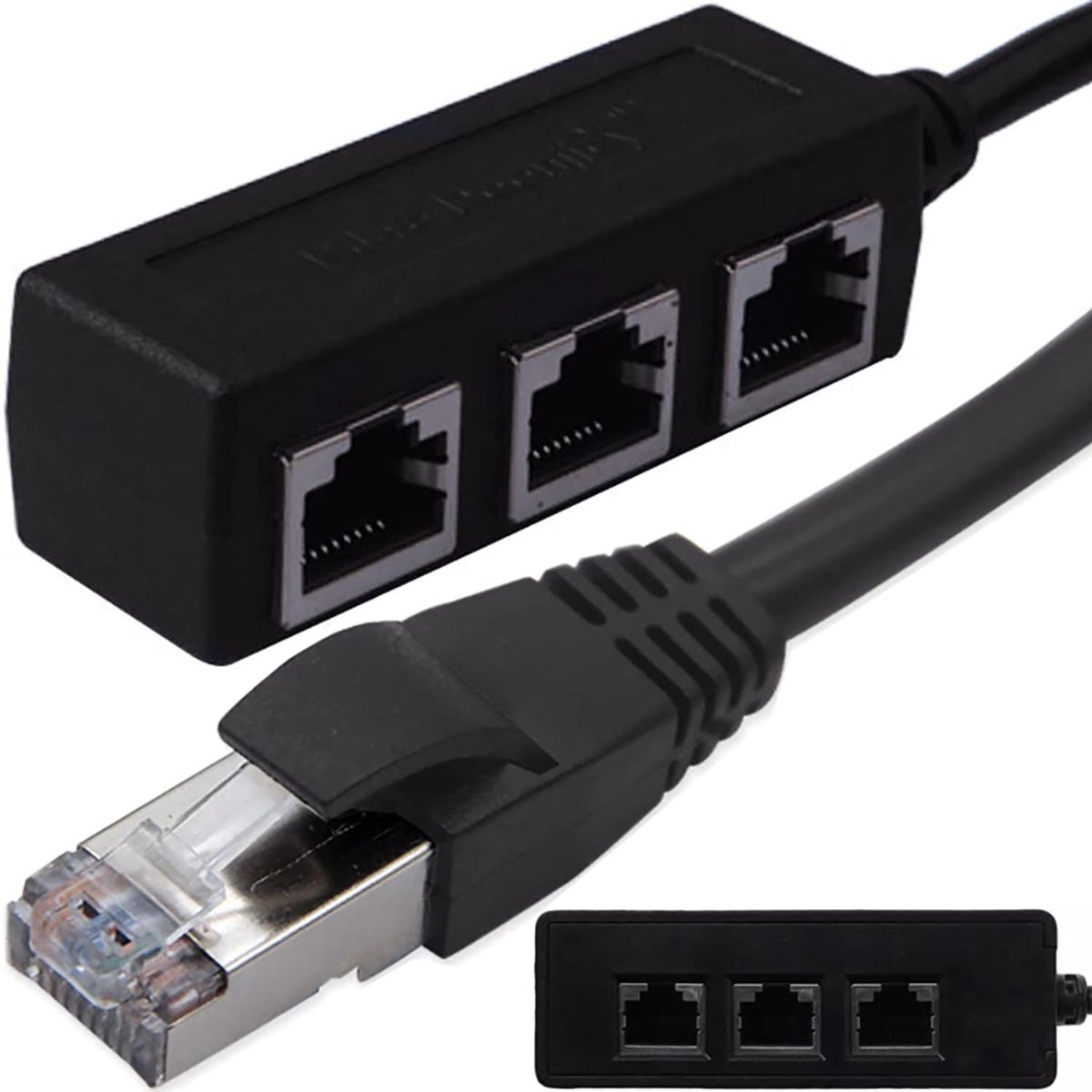 ZMR® Internet Splitter - Internetkabel - Netwerk Switch - Zwart - 3cm x 3cm x 20cm