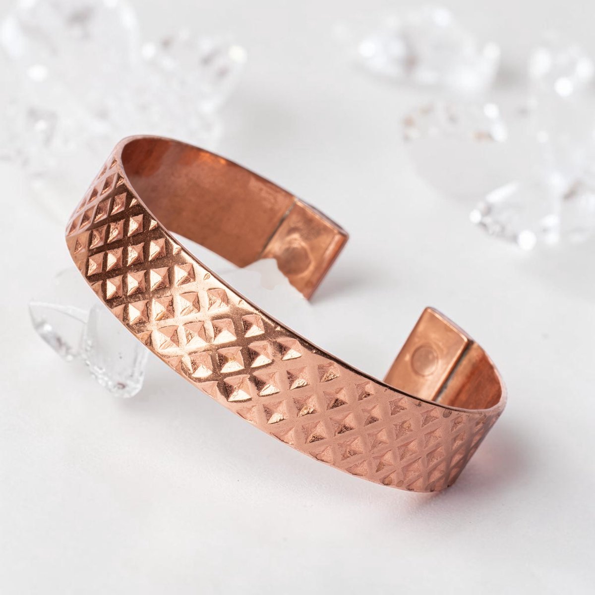 Koperen Magneet Armband - Unisex - Diamond motief - maat M