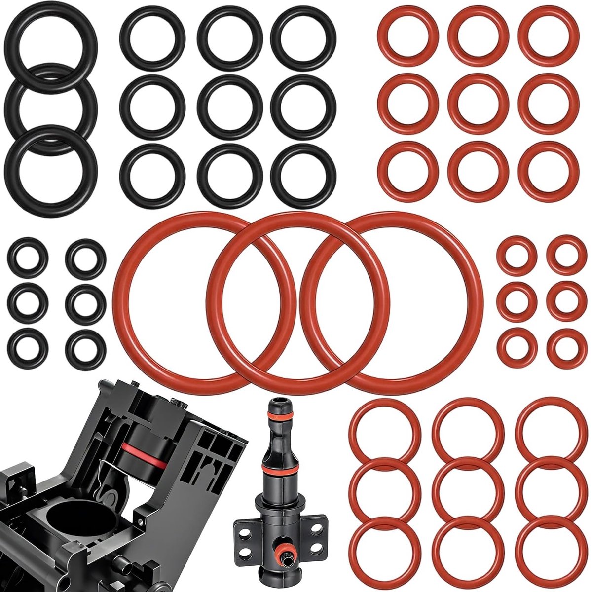 Complete Set van 45 Silicone O-Ringen voor Afdichting, Geschikt voor Koffiemachines en Reserveonderdelen voor Ventielen en Spuiten
