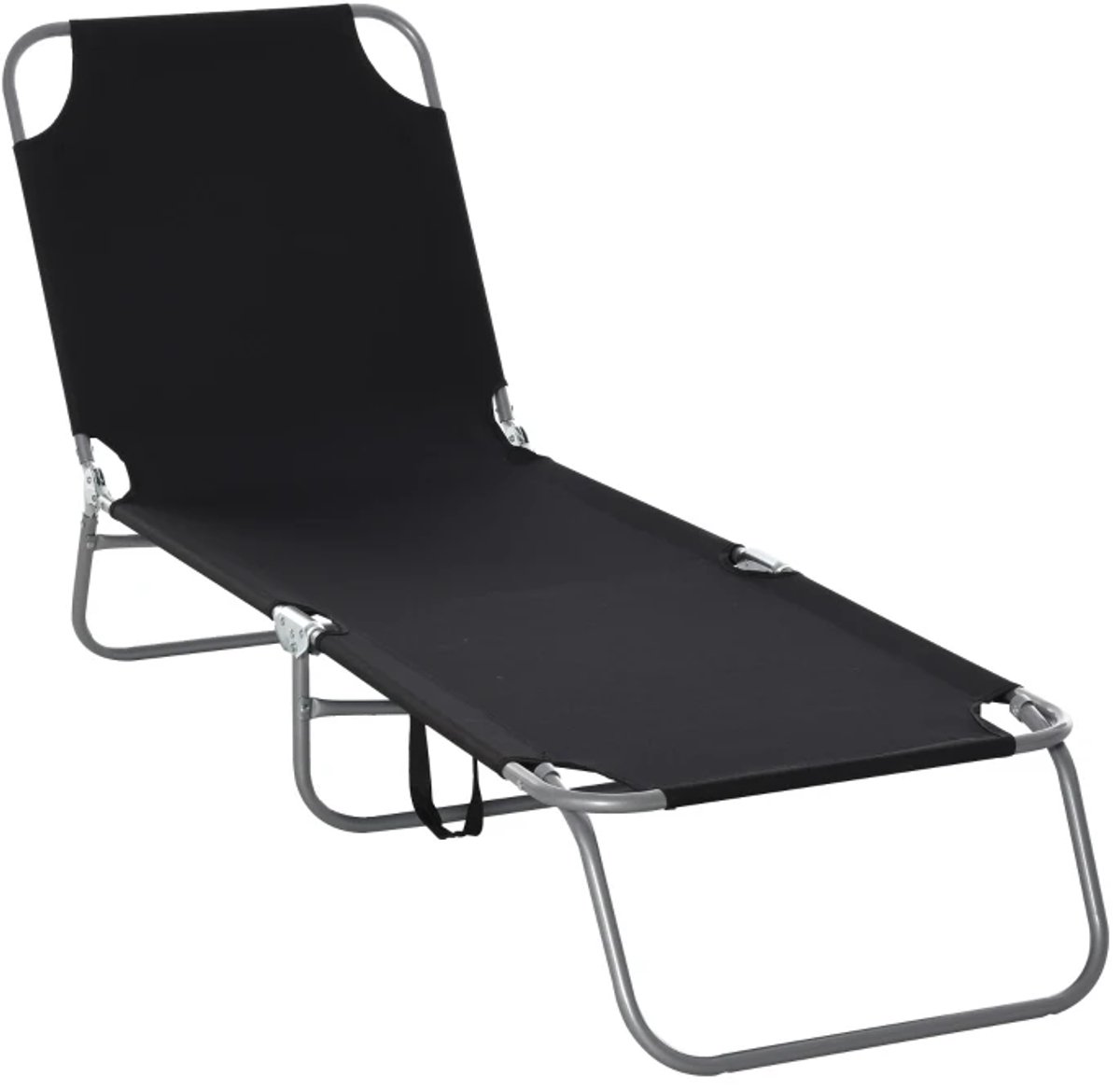 Opklapbare Ligbed - Ligstoel met 5-standen Verstelbare Rugleuning - Tuinstoel - Strandstoel - Campingligstoel - tot 120 kg - Zonnebed - Relaxstoel voor Tuin, Terras, Zwembad & Balkon - Zwart