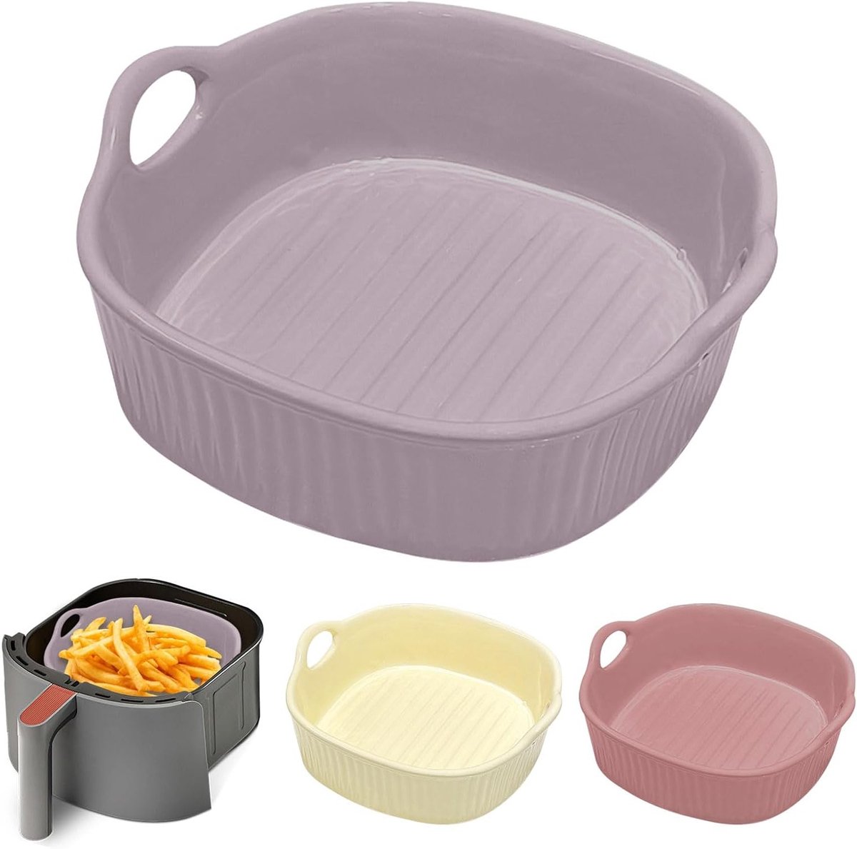 Set van 2 kleurrijke keramische ovenschaal voor lasagne en bakken — cadeau in Kookcadeaus - foto 7