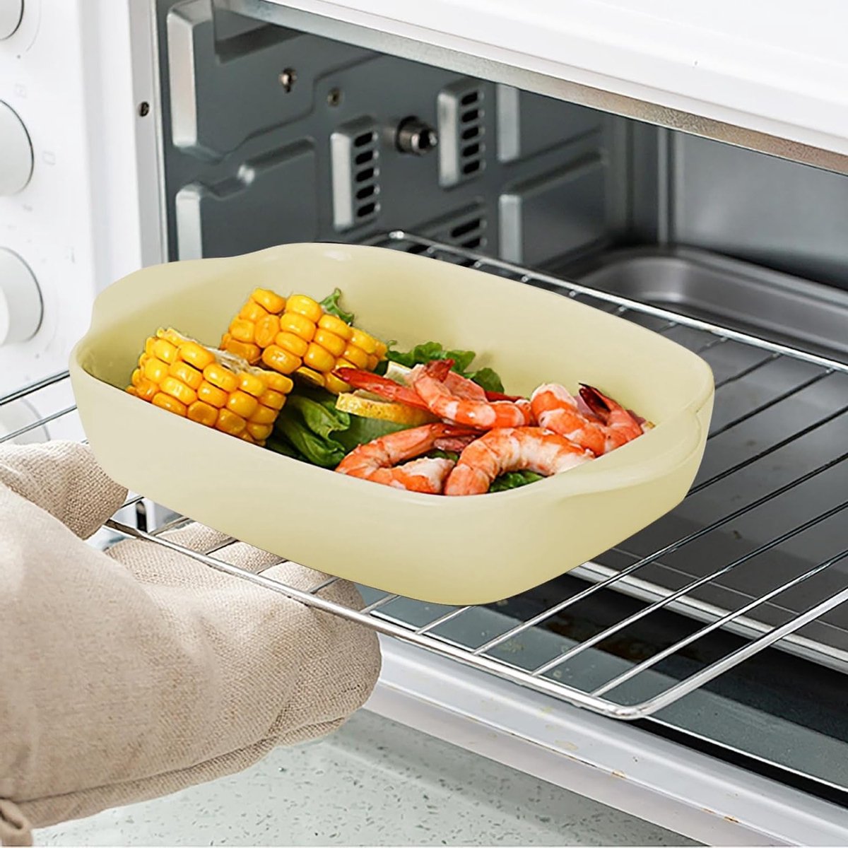 Set van 2 kleurrijke keramische ovenschaal voor lasagne en bakken — cadeau in Kookcadeaus - foto 3