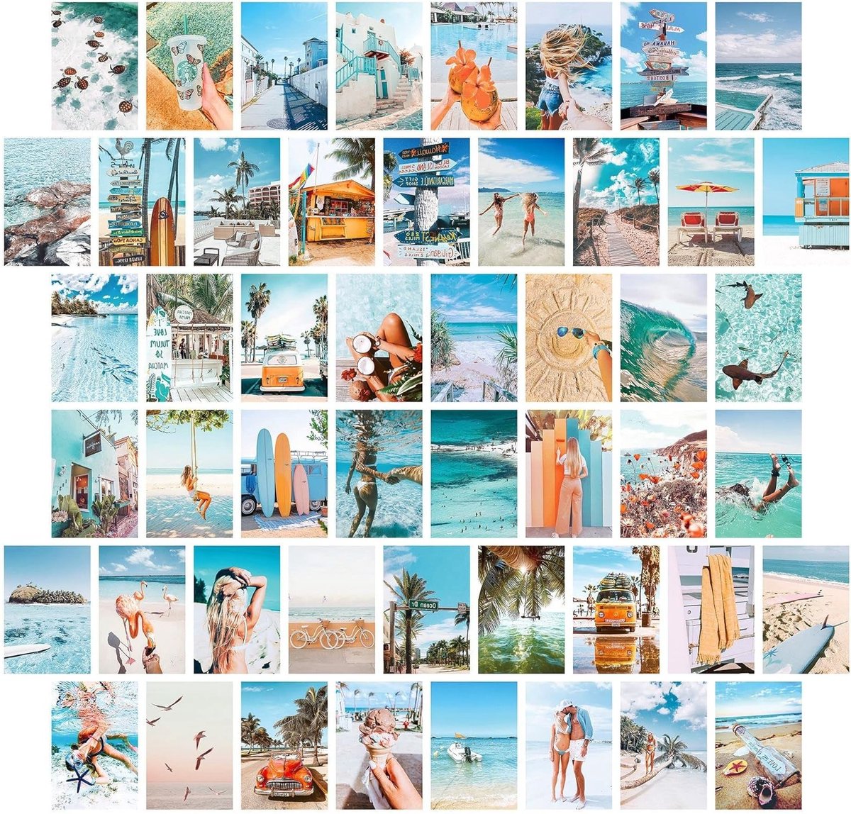 Vintage Chic Fotocollage Kit voor Wanddecoratie - Aesthetic Beelden voor Kamer, Zomer Vibe en Creatieve Wandversiering