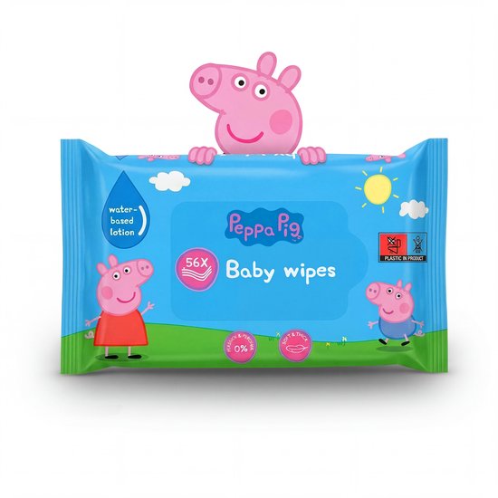 Peppa Pig Babydoekjes - Baby Wipes Alcohol & Parfumvrij - Water Wipes voor Babies - Extra Zachte Billendoekjes Peppapig - Snoetenpoetsers voor Gevoelige Huid - Milde Vochtige Doekjes - Waterwipes Snoetendoekjes - Wet Wipes - Multicolor - Optismile