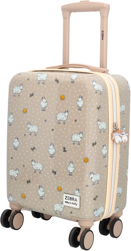 Zebra Trends Mike&Molly Koffer - Kinder Handbagage Koffer - Vier Wielen - Treksysteem - Kinderkoffer - Meisjes - Jongens - Taupe