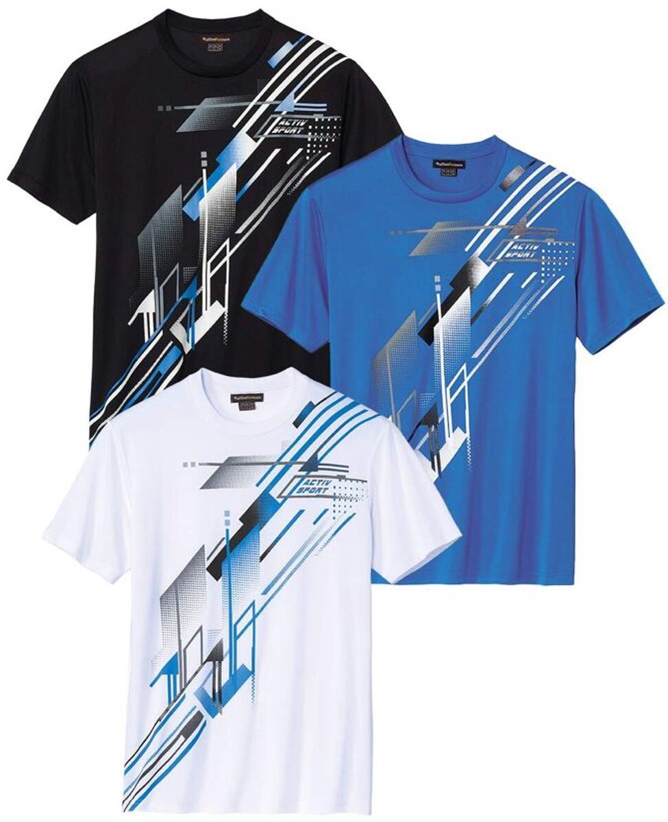 ATLAS FOR MEN - Set van 3 bedrukte T-shirts Summer Sport - Heren - Verkrijgbaar in grote maten - XXL