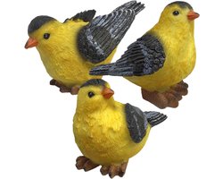 BANBERRY DESIGNS Goudvink Vogelbeeldjes Set van 3 Stijlen Vogels Decoratie 3 "Hoog