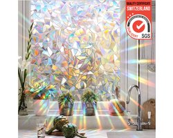 Homewell® 3D Regenboog Raamfolie HR++(+) - Anti-Inkijk - Isolerend & Zonwerend - 90x200cm – Statisch - Prisma Scherven Effect