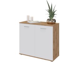 CARO-Möbel Commode Chicago met 2 deuren, modern dressoir, multifunctionele kast voor woonkamer in Wotan eiken/wit