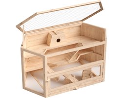 Core® Hamsterkooi - Knaagdierkooi - Kooi - Inklapbare Deksel - Natuur - 116cm x 60cm x 59cm