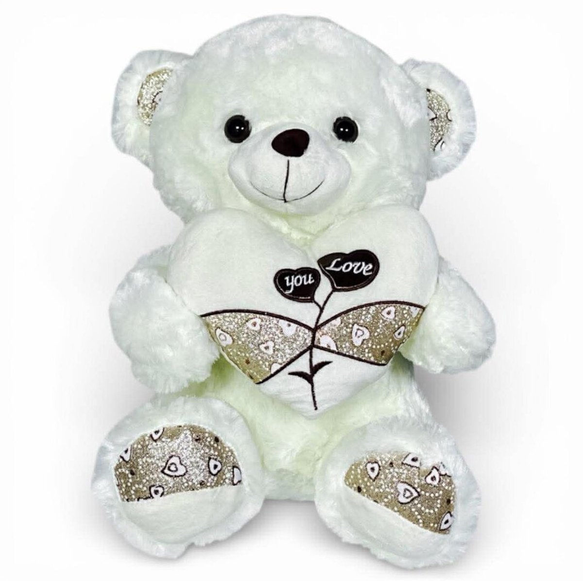 Bruine Knuffelbeer Pluche met “You Love” Hart – 40 cm - Teddy beer - Zachte beertje