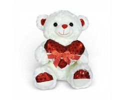 Knuffelbeer Pluche “I Love You” – 40 cm - Teddybeer - beer met Hartje - zachte beertje Wit