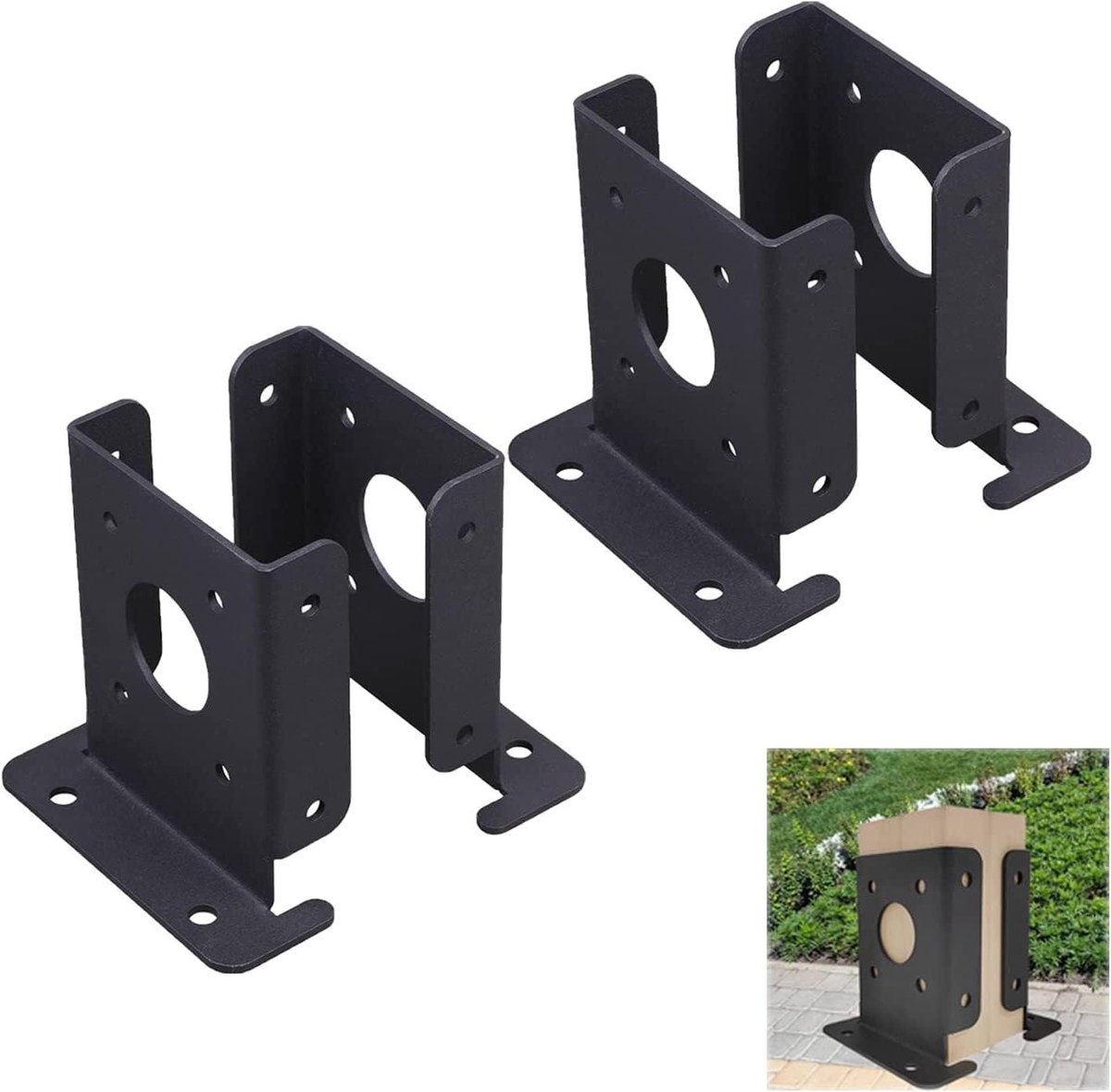 Pergola Post Beugels - Paalhouders Hout - Hout Versterken - Verstelbaar Ontwerp - 4x4 Inch - Zwart