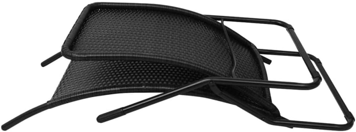Verstelbare Ligstoel – ABTkantoor Polyrattan Sonnenligstoel met Rugleuning – Opvouwbare Lounger Strandstoel 147 cm – Weerbestendige Tuinligstoel voor Tuin, Balkon, Terras & Camping – Zwart