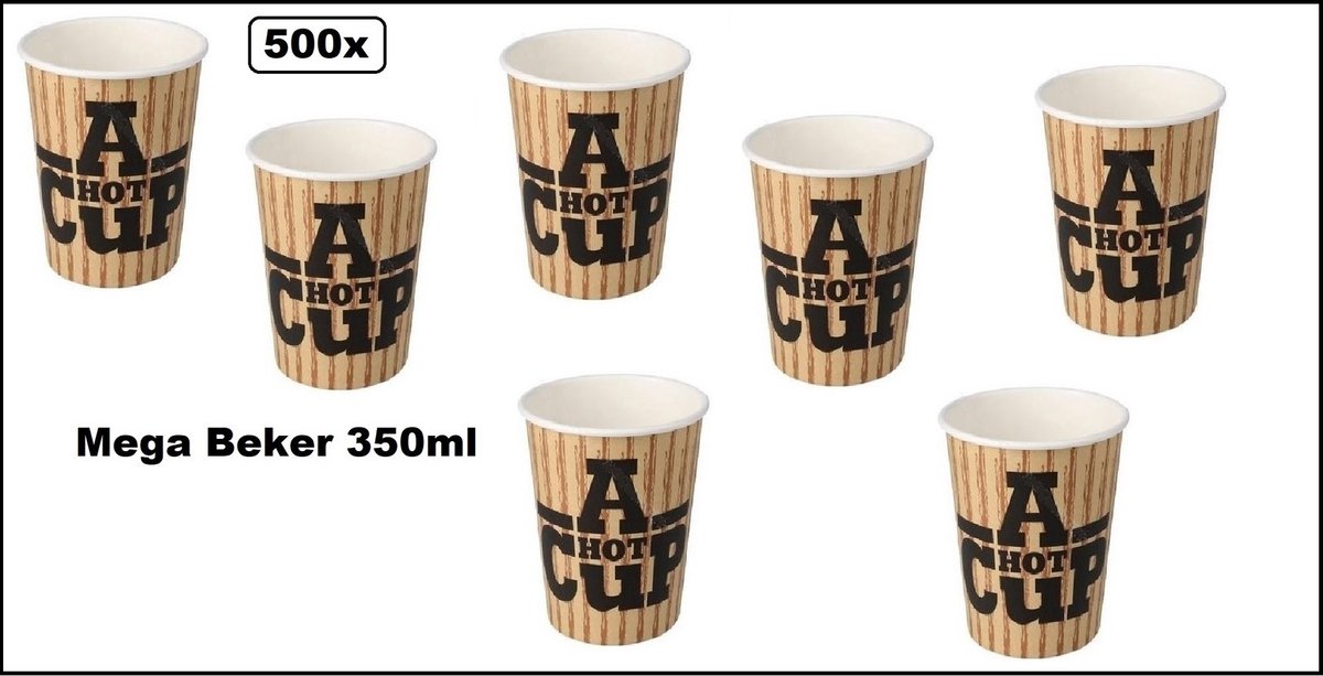 500stuks Mega Beker A Hot Cup 350ml karton - Koffie thee chocomel soep drank water beker karton