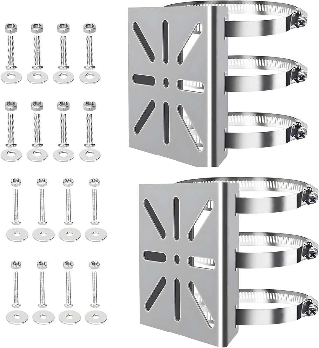Masthouder Camera - Stanghouder Beveiliging - Camera Bevestigen - Robuuste Metalen Uitvoering - 20 x 15 x 8 cm - Zilver