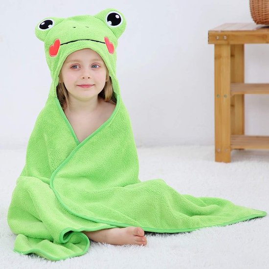 Hooded Handdoeken voor Baby's met Dierengezicht Extra Groot voor Jongens en Meisjes Perfect Baby Shower Cadeau 0-7 jaar, Kikker — afbeelding 4