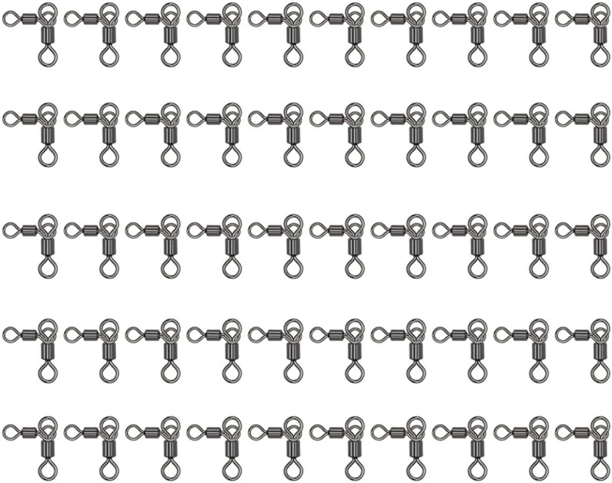 50 Stuks T-vormige Draaikoppelingen voor Vissen - Driehoekige Swivels, Vissnoer, Aas en Haken Accessoires