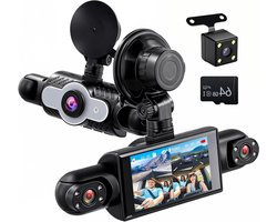 Spiegel Dash Cam - Achteruitrijcamera Set - Veilige Rit Registratie - 4 Kanaals Opname - 3 Inch Display - Zwart