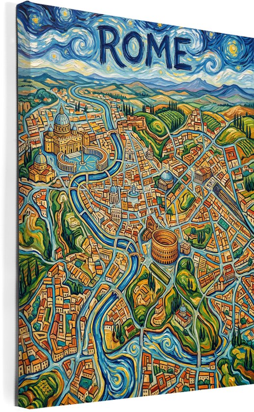 Affiche ville Rome décoration murale sur toile dimension 75x100cm - carte ville - plan - tableau ville - affiches villes