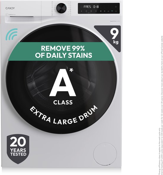 Candy BWR 495BL8-S - Was-droogcombinatie - 9+5 kg - A/D - Extra stil (72 dB) - XL Soft Drum - 16 programma’s - Wi-Fi + Bluetooth (hOn) - Getest om 20 