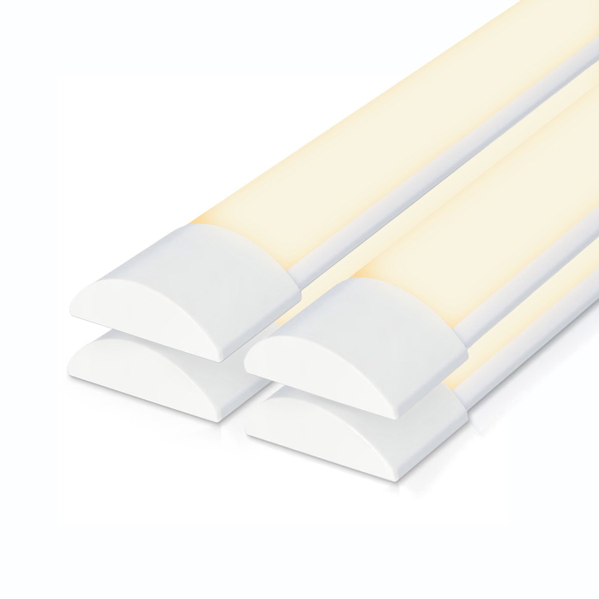 HOFTRONIC Set van 4 LED Batten rechthoek – 120 cm – 40 Watt 5600 lumen – Warm wit 3000K – Flikkervrij – Polycarbonaat – IP20 – Niet dimbaar – Onderbouwverlichting