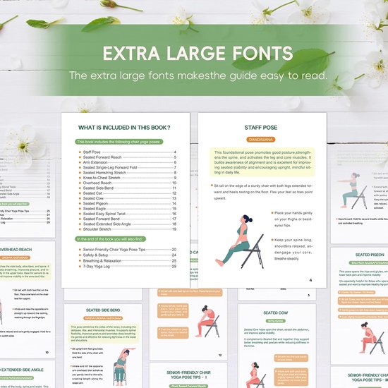 Yoga Stoel Gids - Stoel Yoga Boek - Senior Fitness - 30 Dagen Uitdaging - 8.5 X 11 Inch - Groen — afbeelding 2