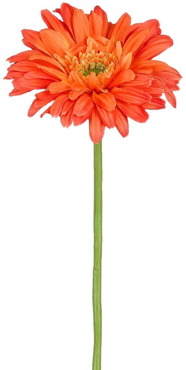 Mica Decorations Kunstbloem Gerbera Floral - H60 cm - oranje - kunststof - stelen kunstbloemen - boeket - rozen bloemetjes