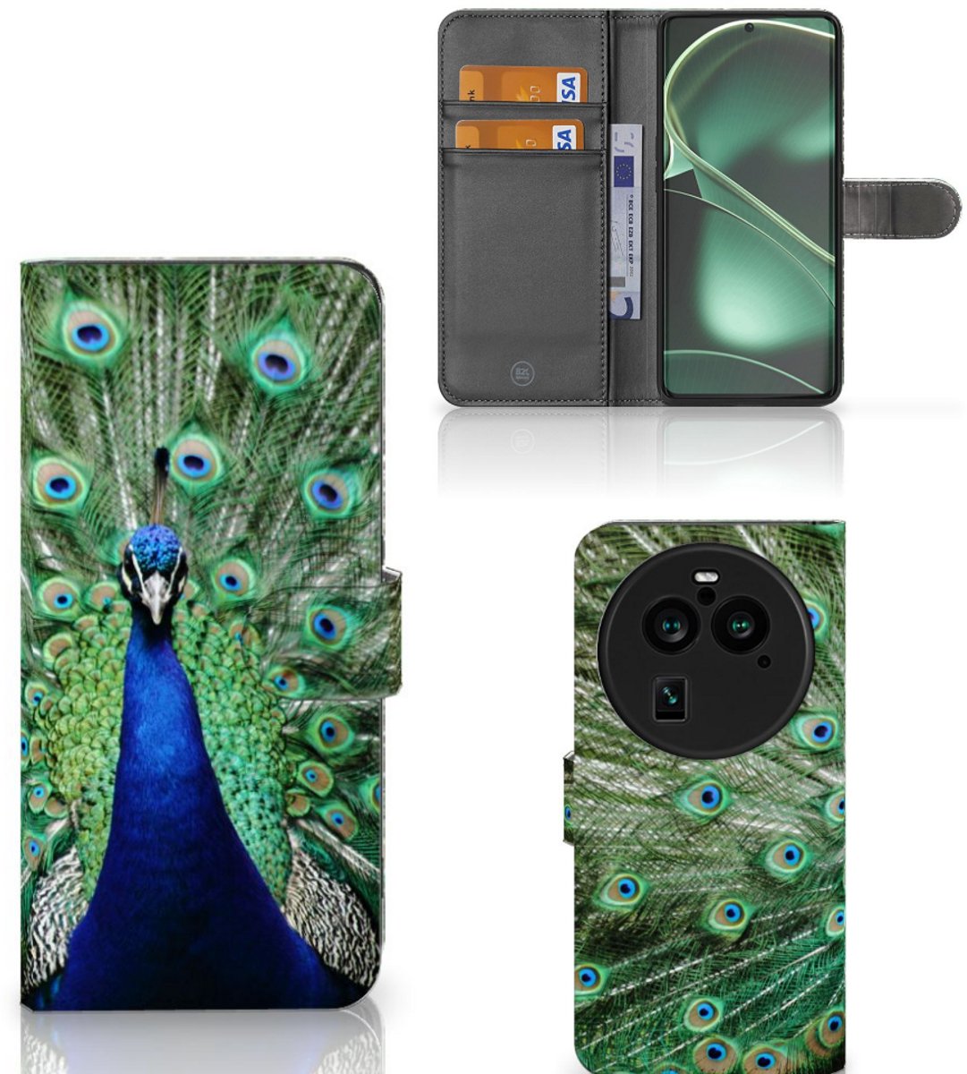 OPPO Find X6 Pro Telefoonhoesje met Pasjes Pauw