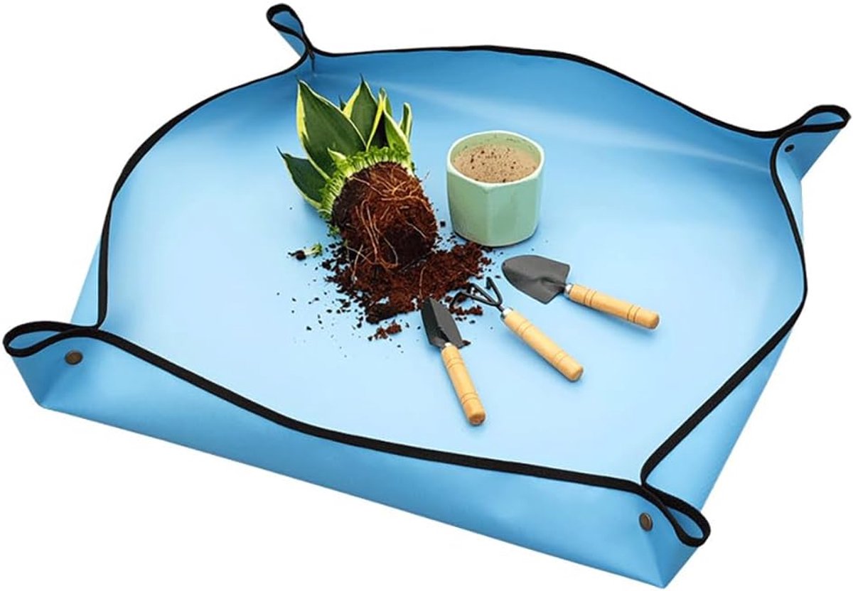 Waterdichte - opvouwbare verpotmat - 75x75 cm – Blauw – Ideaal voor kamerplanten - verpotten en het mengen van potgrond