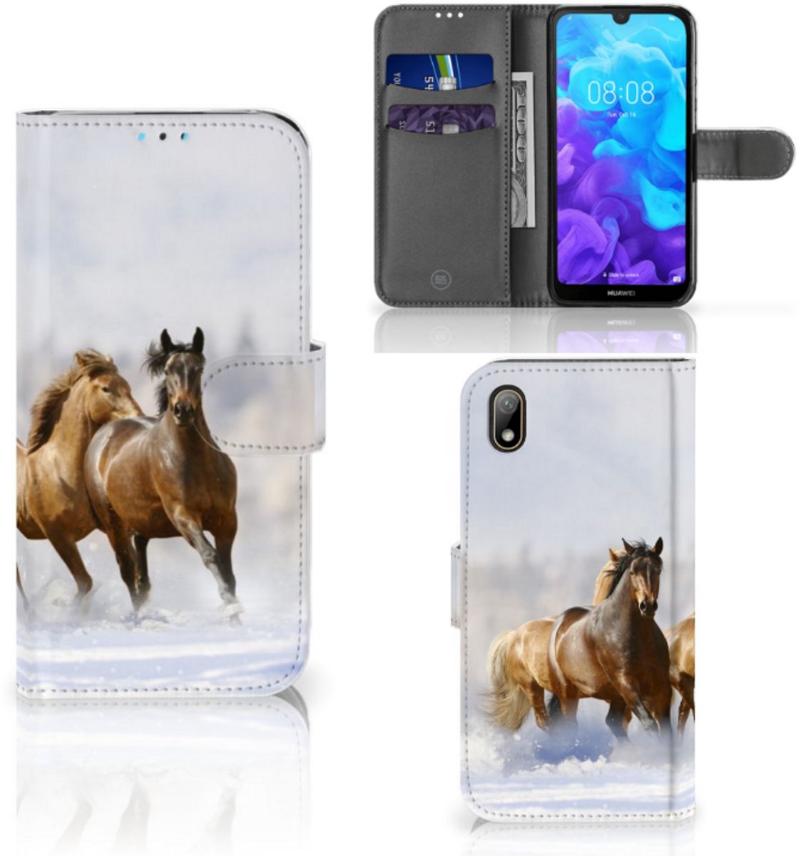 Huawei Y5 (2019) Telefoonhoesje met Pasjes Paarden