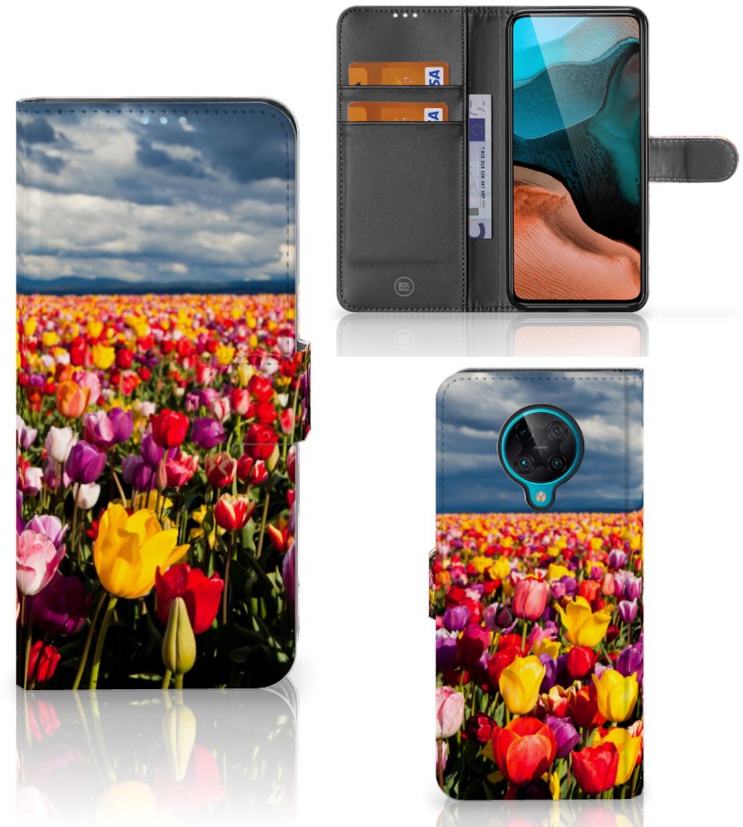 Book Case voor Xiaomi Poco F2 Pro Hoesje Tulpen