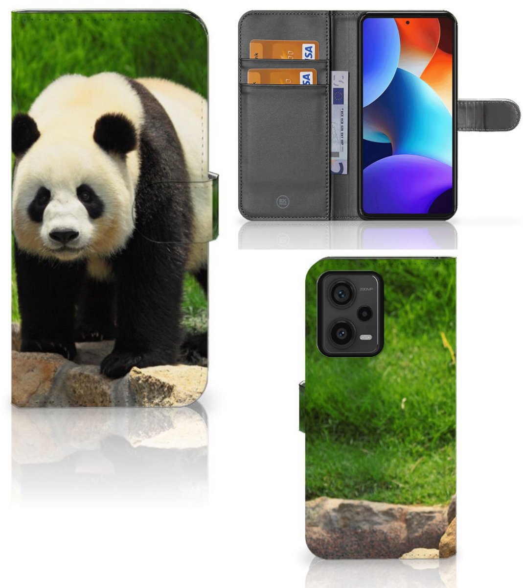 Xiaomi Redmi Note 12 Pro Plus Telefoonhoesje met Pasjes Panda