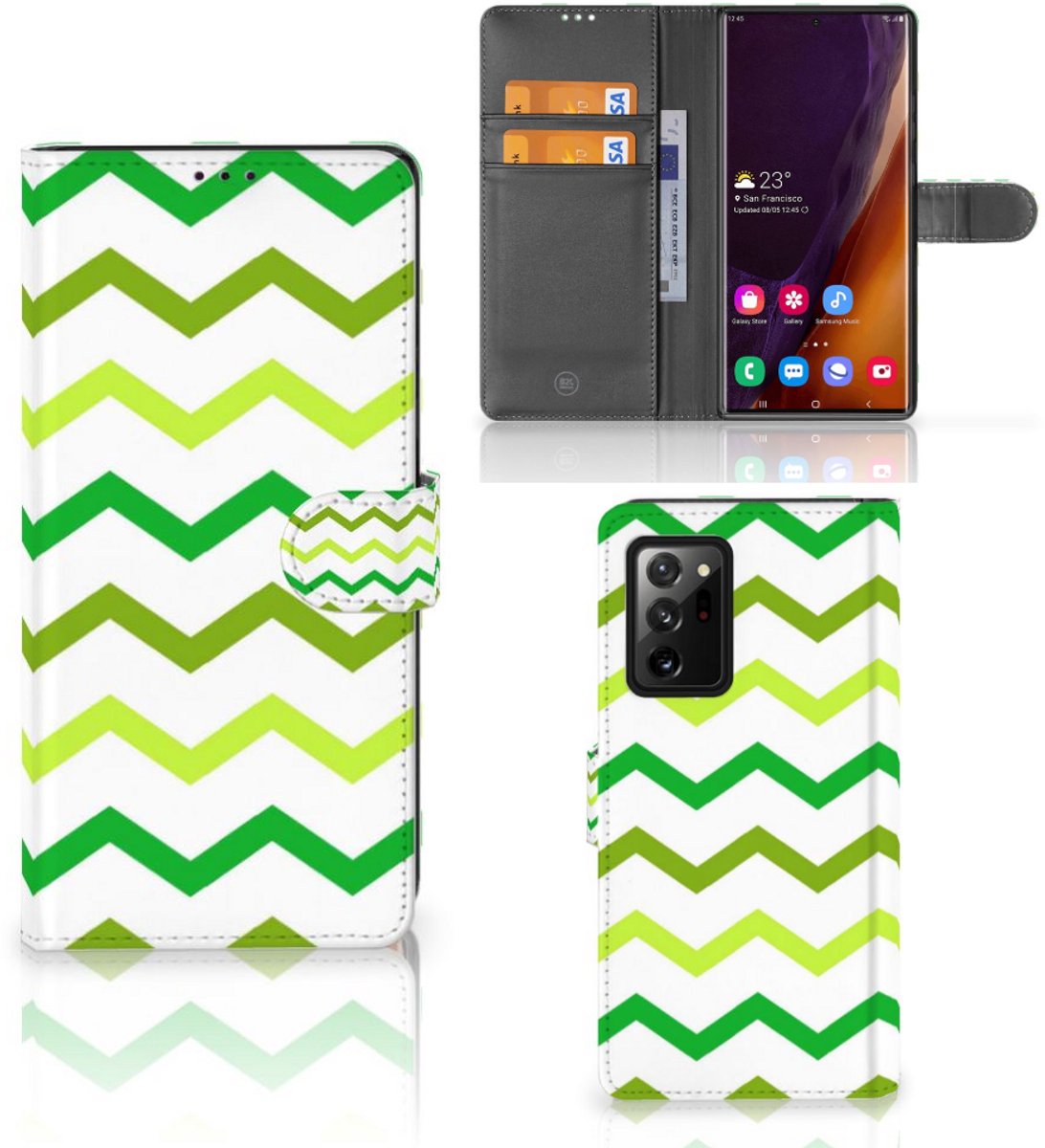 Samsung Galaxy Note20 Ultra Telefoon Hoesje Zigzag Groen