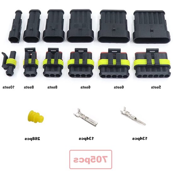 708 Stuks Waterdichte Auto Elektrische Draad Connector Terminals Plug Kit voor Motor, Auto en Vrachtwagen - Inclusief 1 tot 6 Pin Verbindingen en Toebehoren — afbeelding 5