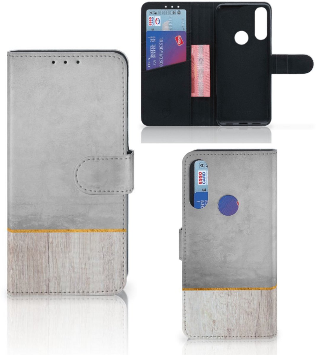 Alcatel 1S 2020 Book Style Case Wood Concrete