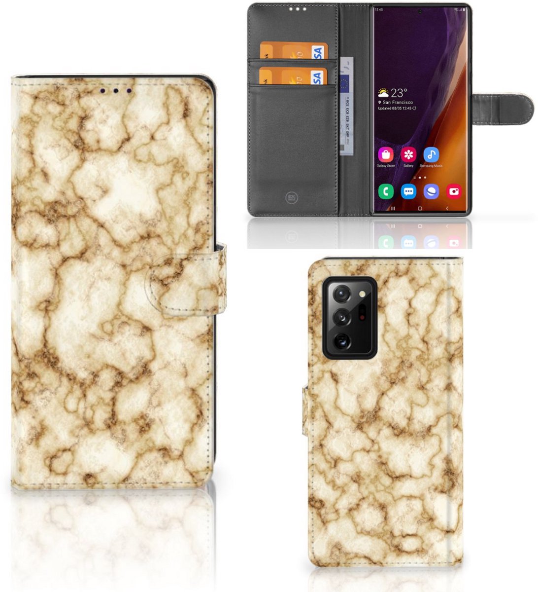 Samsung Galaxy Note20 Ultra Bookcase Marmer Goud
