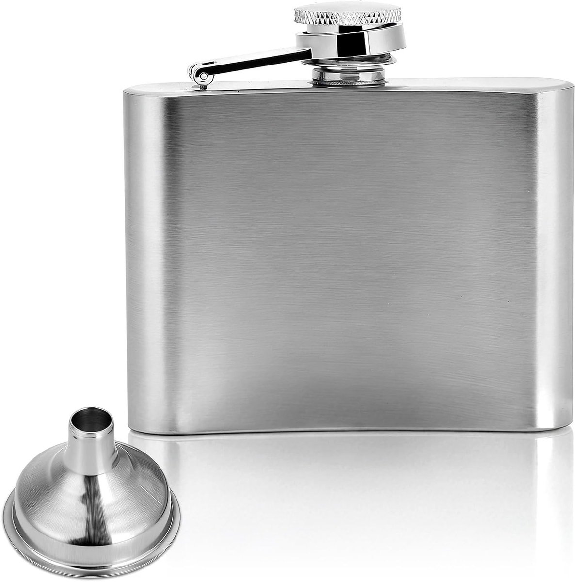 Draagbare RVS Fles met Trechter voor Whiskey, Ideaal voor Mannen en Perfect voor Reizen en Outdoor Activiteiten (4oz)