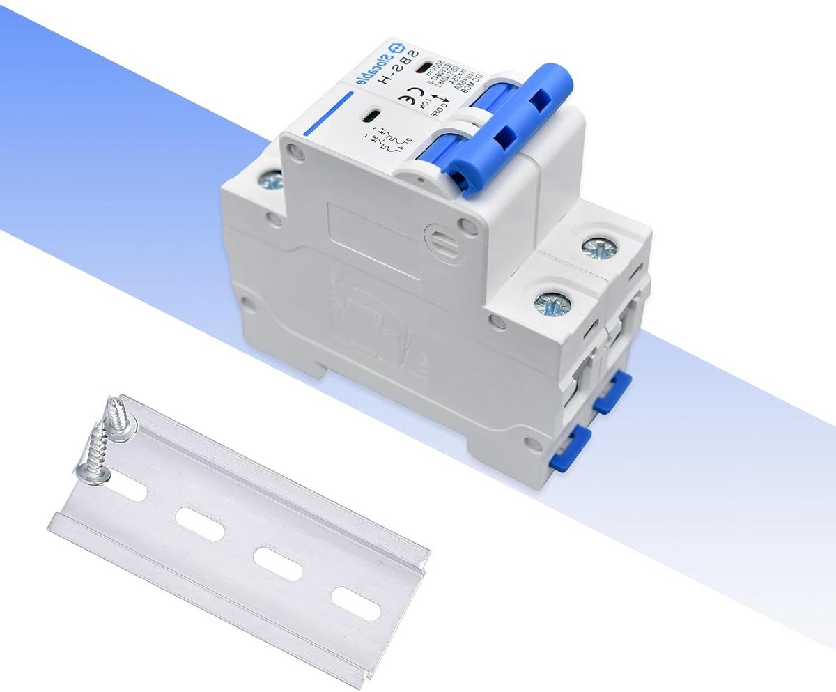 DC Stroomonderbreker - Laagspanningsschakelaar Zonne-energie - Bescherming DC Circuits - Magnetische Boogverwijdering - 500V 32A - Grijs